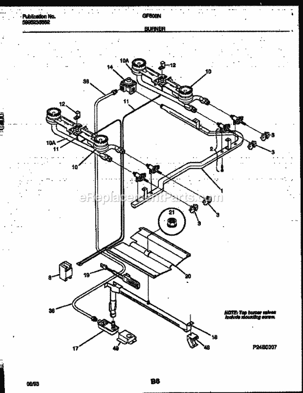 Frigidaire GF600ND8 Wwh(V2) / Gas Range Burner, Manifold and Gas Control Diagram