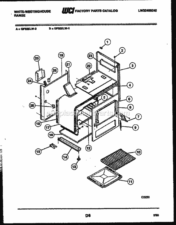 Frigidaire GF625LW1 Wwh(V3) / Gas Range Body Parts Diagram