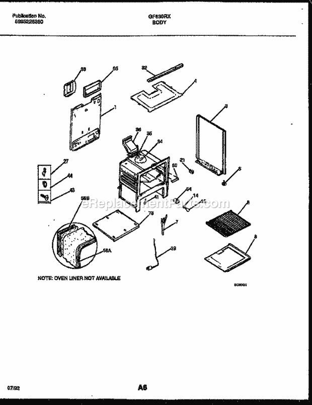 Frigidaire GF630RXD1 Wwh(V2) / Gas Range Body Parts Diagram