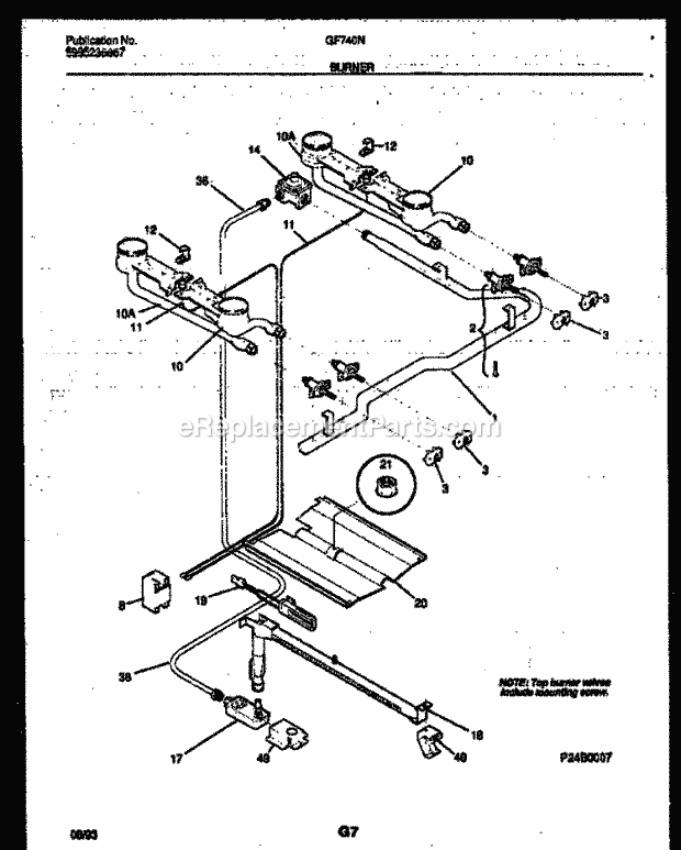Frigidaire GF740ND7 Wwh(V2) / Gas Range Burner, Manifold and Gas Control Diagram