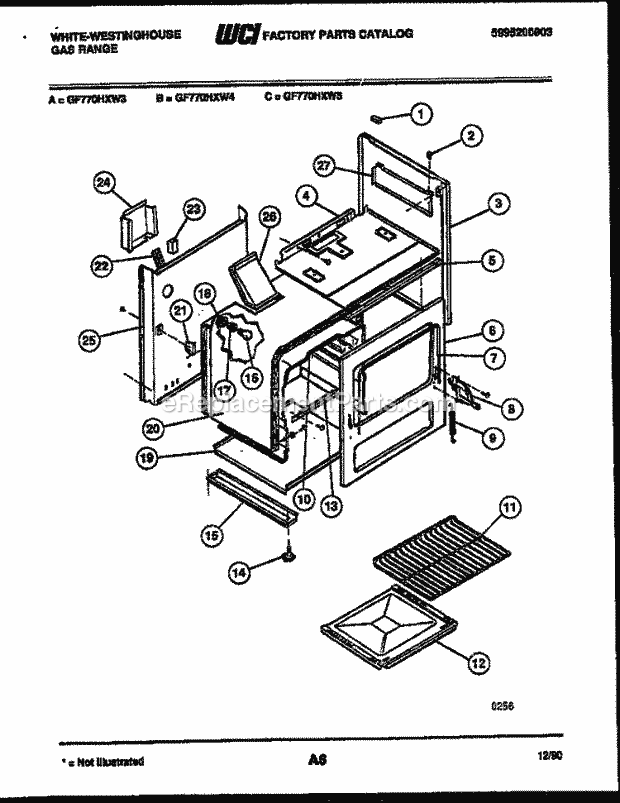 Frigidaire GF770HXD3 Wwh(V2) / Gas Range Body Parts Diagram