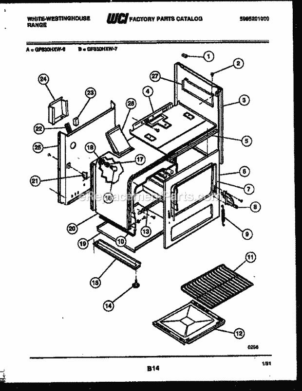 Frigidaire GF830HXW6 Wwh(V1) / Gas Range Body Parts Diagram