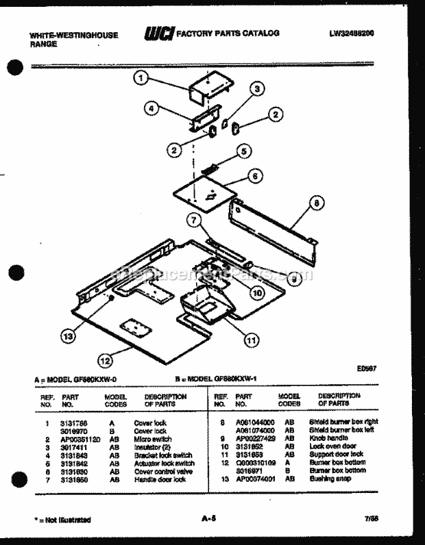 Frigidaire GF880KXD0 Wwh(V2) / Gas Range Burner Box Parts Diagram