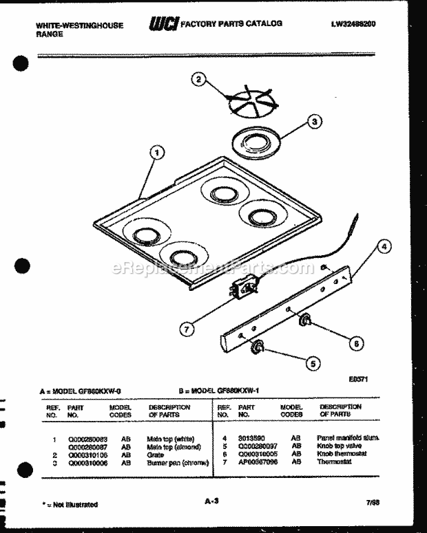 Frigidaire GF880KXD0 Wwh(V2) / Gas Range Cooktop Parts Diagram