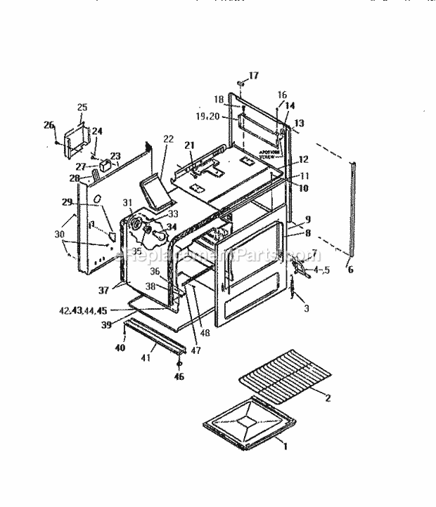 Frigidaire GF970HXD0 Wwh(V1) / Free Standing Gas Range Body Diagram