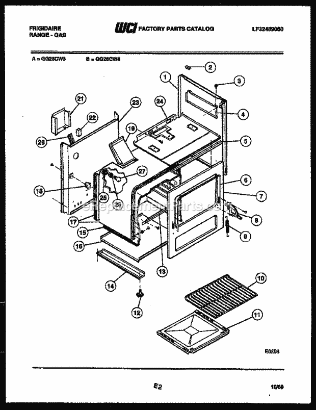 Frigidaire GG26CL3 Freestanding, Gas Range Gas Body Parts Diagram