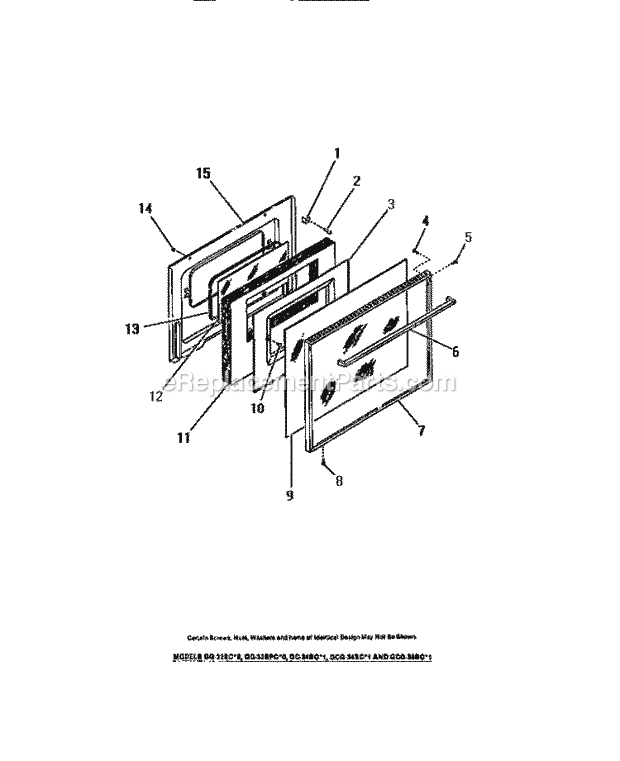Frigidaire GG32BPCL0 Freestanding, Gas Gas Range Oven Door, Panels Diagram
