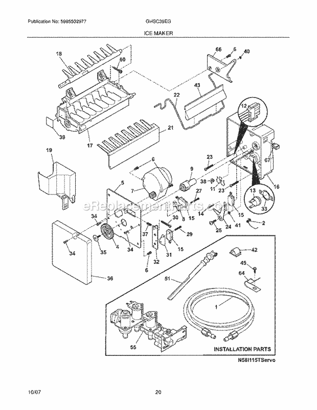 Frigidaire GHSC39EGPB1 Side-By-Side Refrigerator Ice Maker Diagram