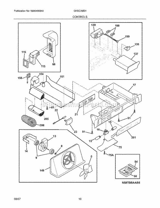 Frigidaire GHSC39EHPB2 Side-By-Side Frigidaire/Refrigerator Controls Diagram