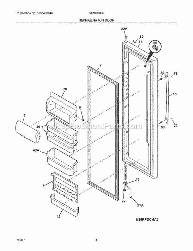 Frigidaire GHSC39EHPB2 Side-By-Side Frigidaire/Refrigerator Refrigerator Door Diagram