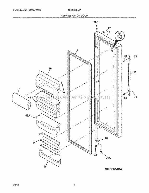 Frigidaire GHSC39EJPB1 Refrigerator Refrigerator Door Diagram