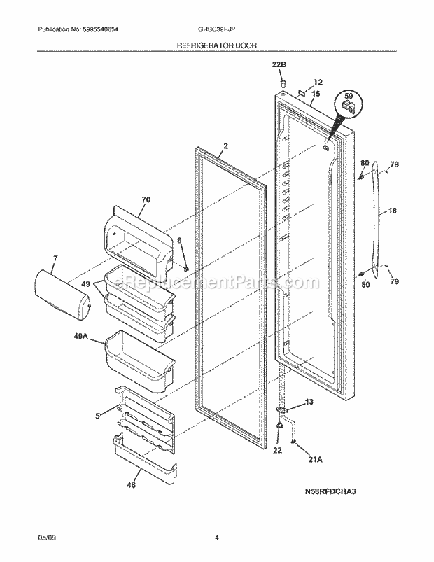 Frigidaire GHSC39EJPB2 Refrigerator Refrigerator Door Diagram