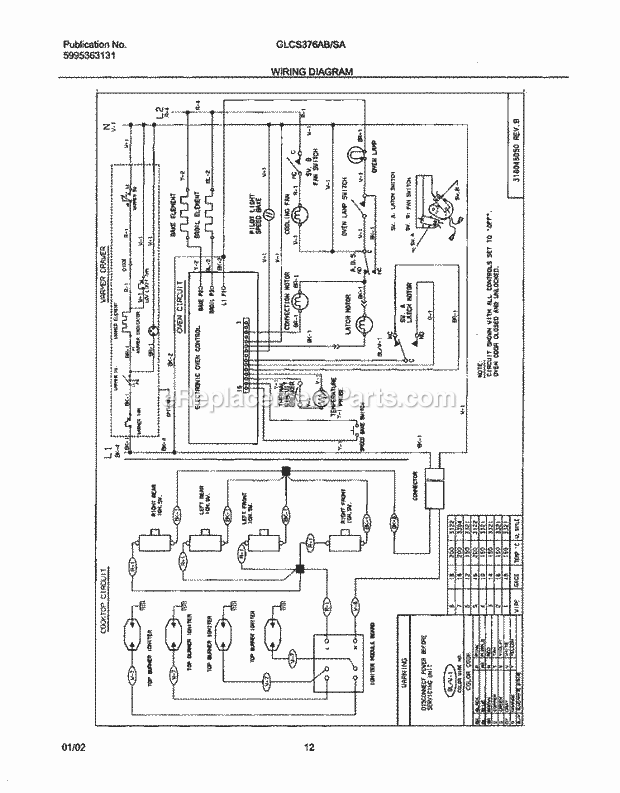 Frigidaire GLCS376ABB Slide-In, Electric Gas Combo Dual Fuel Range Page G Diagram