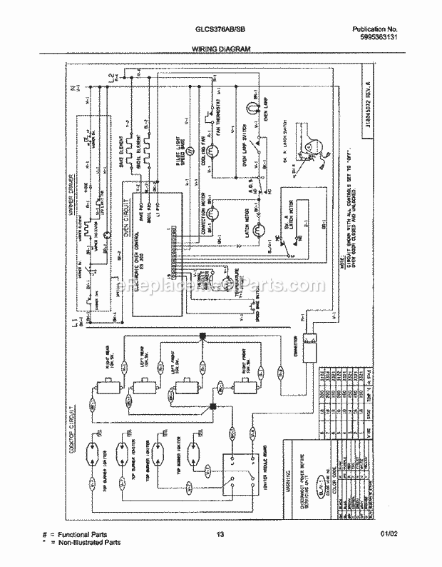 Frigidaire GLCS376ABB Slide-In, Electric Gas Combo Dual Fuel Range Page H Diagram