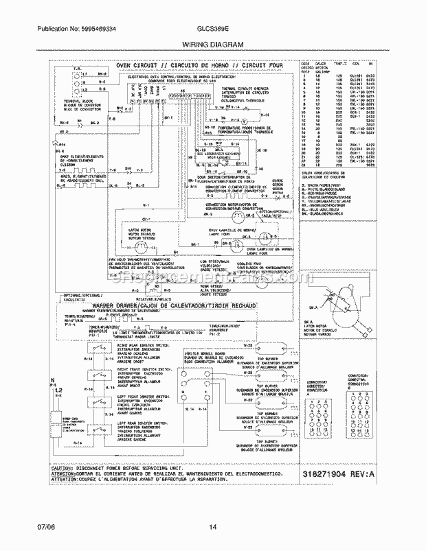 Frigidaire GLCS389EQC Slide-In, Electric Gas Combo Dual Fuel Range Page G Diagram