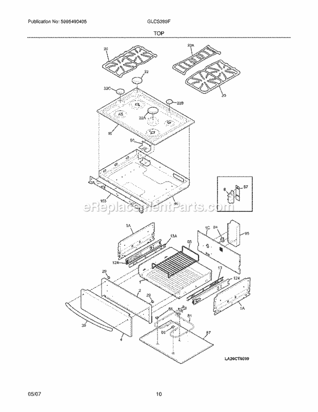 Frigidaire GLCS389FSB Slide-In, Electric Gas Combo Dual Fuel Range Top Diagram