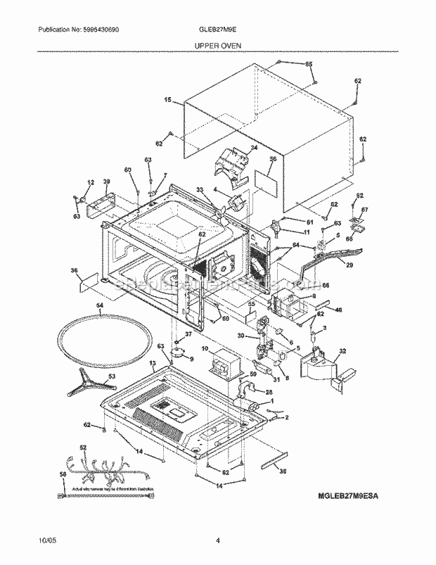 Frigidaire GLEB27M9EBA Wall Oven Microwave Combo, Electric Electric Oven W/Microwave Upper Oven Diagram