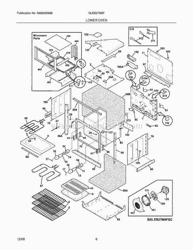 Frigidaire GLEB27M9FSC Microwave Lower Oven Diagram