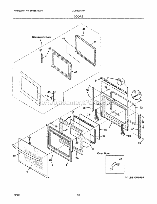 Frigidaire GLEB30M9FSC Microwave Doors Diagram