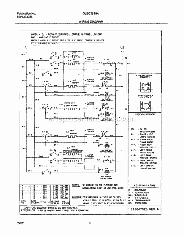 Frigidaire GLEC36S8ASC Electric Cooktop Page D Diagram