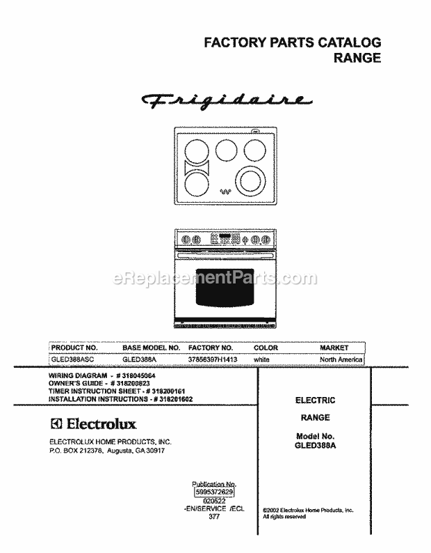 Frigidaire GLED388ASC Drop-In, Electric Electric Range Page C Diagram