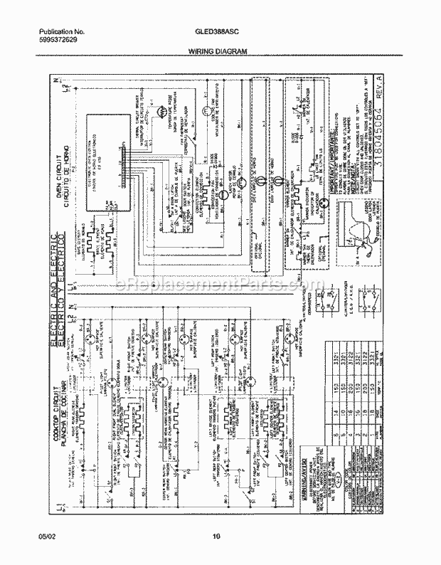 Frigidaire GLED388ASC Drop-In, Electric Electric Range Page F Diagram