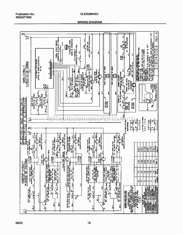 Frigidaire GLED388ASD Drop-In, Electric Electric Range Page F Diagram