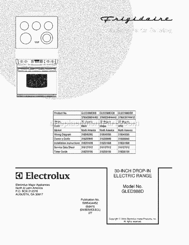 Frigidaire GLED388DQB Drop-In, Electric Electric Range Page C Diagram