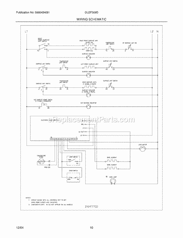 Frigidaire GLEF369DCB Freestanding, Electric Electric Range Page G Diagram