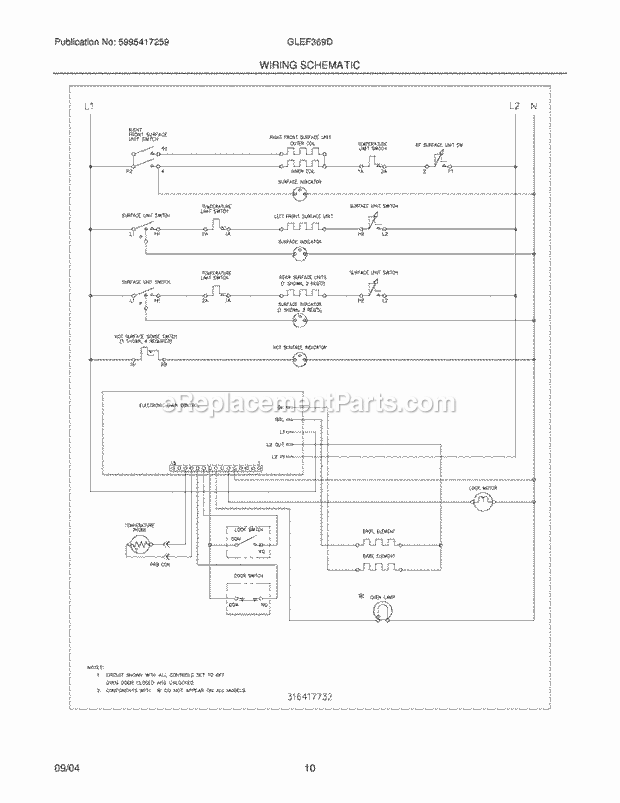 Frigidaire GLEF369DSA Freestanding, Electric Electric Range Page G Diagram