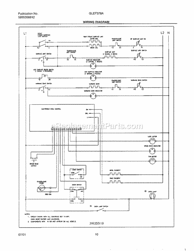 Frigidaire GLEF378ABA Freestanding, Electric Electric Range Page F Diagram