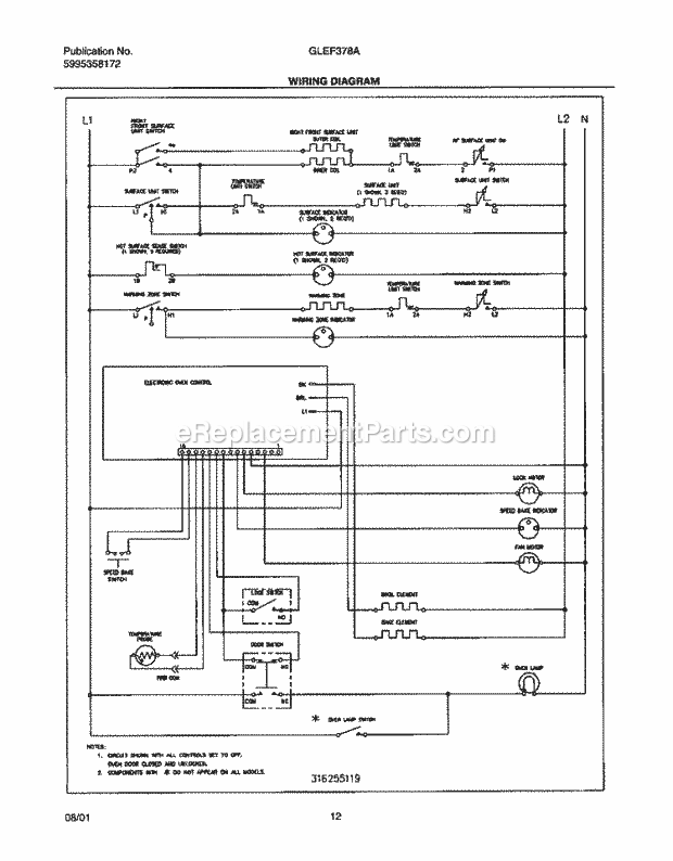 Frigidaire GLEF378ABB Freestanding, Electric Electric Range Page F Diagram