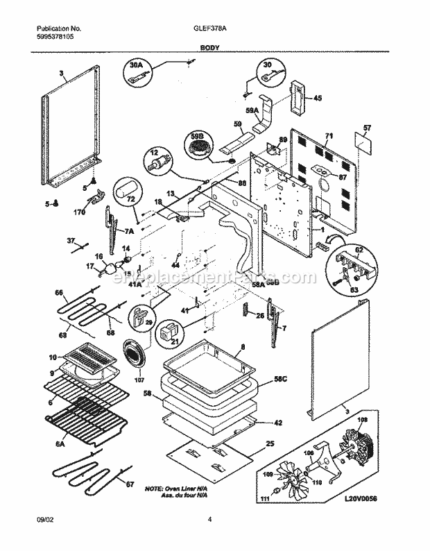 Frigidaire GLEF378AQF Freestanding, Electric Electric Range Body Diagram