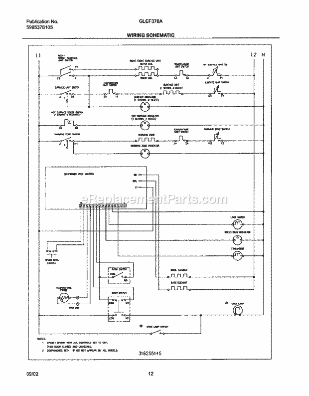 Frigidaire GLEF378AQF Freestanding, Electric Electric Range Page G Diagram