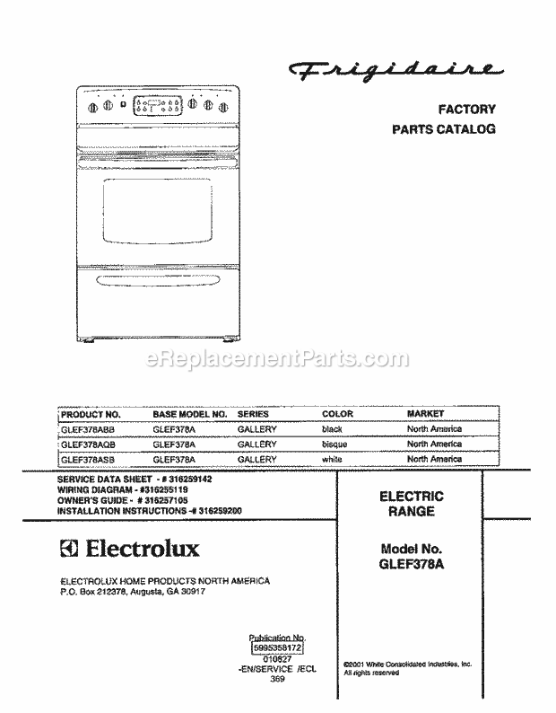 Frigidaire GLEF378ASB Freestanding, Electric Electric Range Page C Diagram