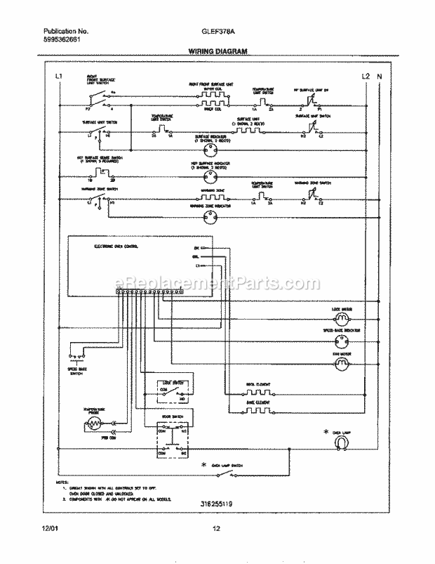 Frigidaire GLEF378ASC Freestanding, Electric Electric Range Page F Diagram