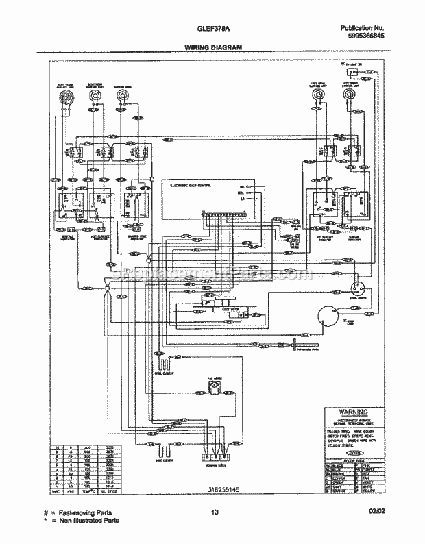 Frigidaire GLEF378ASE Freestanding, Electric Electric Range Page F Diagram