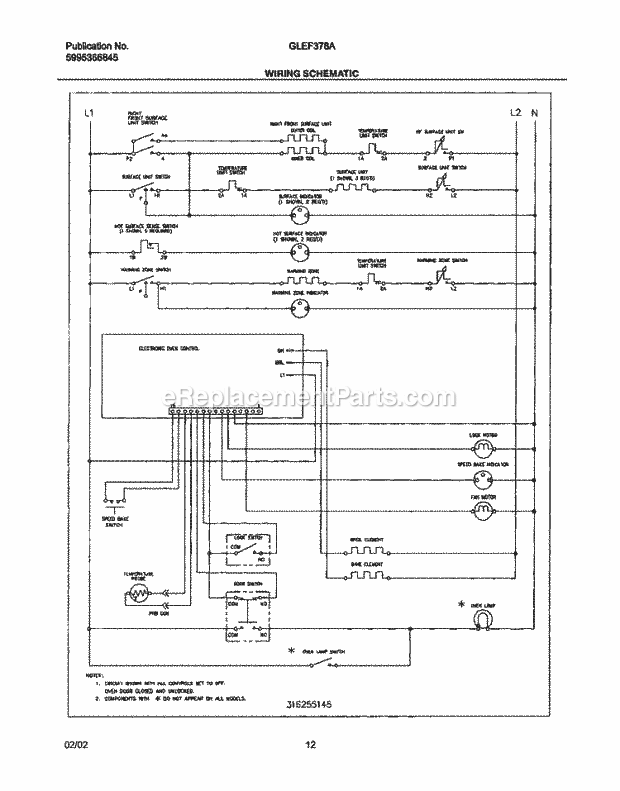 Frigidaire GLEF378ASE Freestanding, Electric Electric Range Page G Diagram