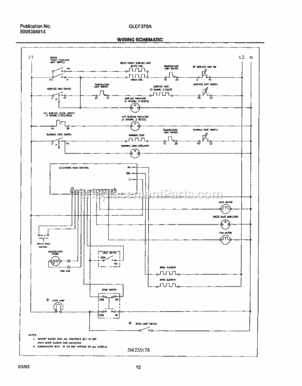 Frigidaire GLEF378ASG Freestanding, Electric Electric Range Page G Diagram