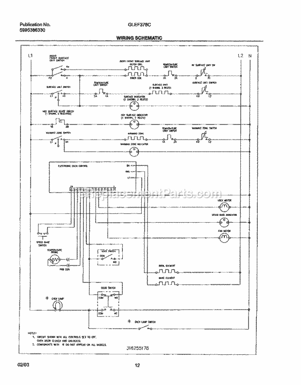 Frigidaire GLEF378CSA Freestanding, Electric Electric Range Page G Diagram