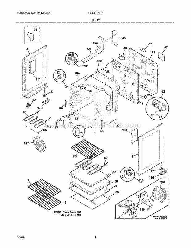 Frigidaire GLEF379DBA Freestanding, Electric Electric Range Body Diagram