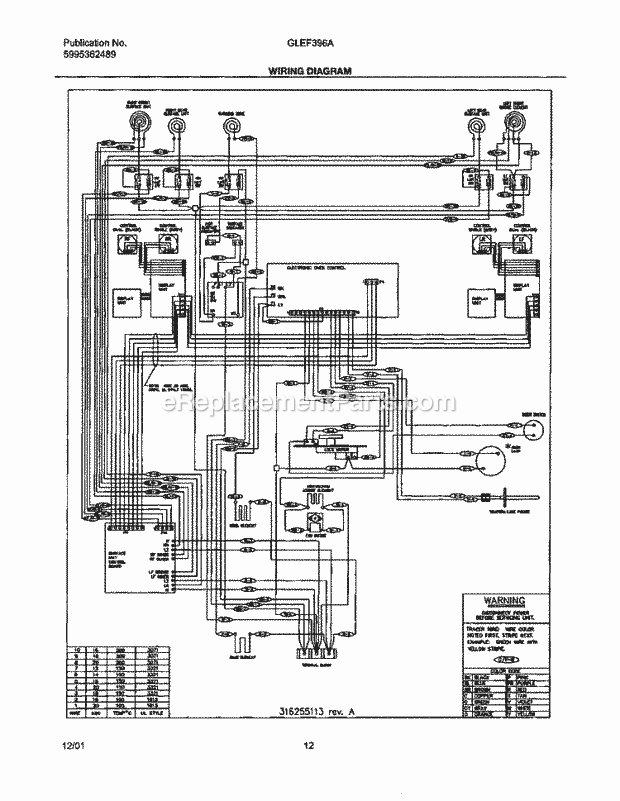 Frigidaire GLEF396ABB Freestanding, Electric Electric Range Page F Diagram