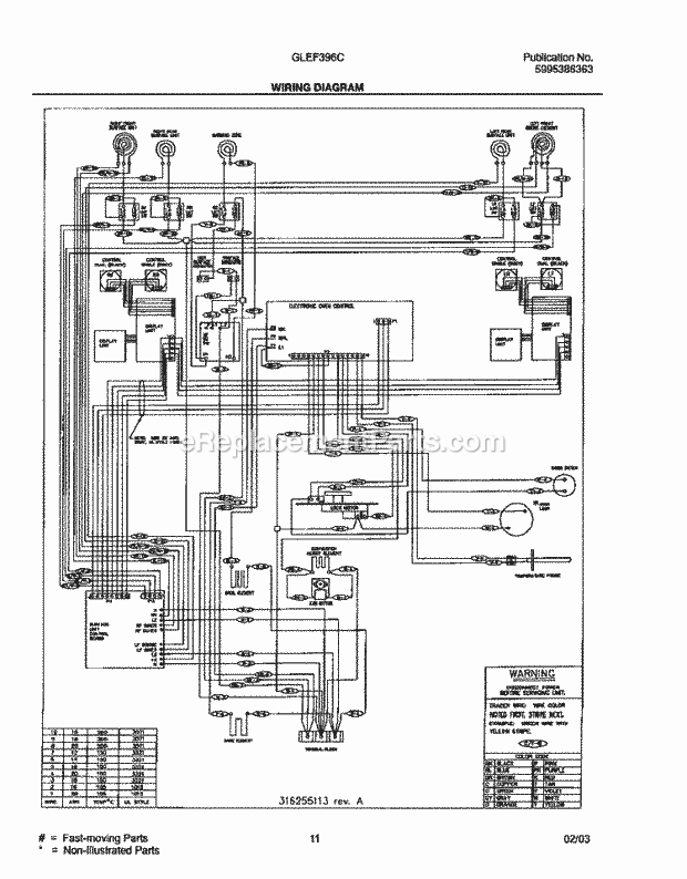 Frigidaire GLEF396CSA Freestanding, Electric Electric Range Page F Diagram