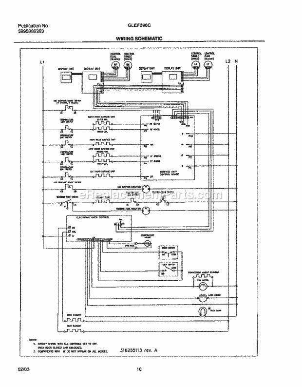 Frigidaire GLEF396CSA Freestanding, Electric Electric Range Page G Diagram