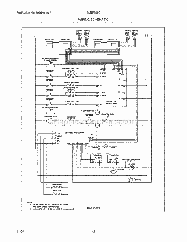 Frigidaire GLEF396CSC Freestanding, Electric Electric Range Page G Diagram