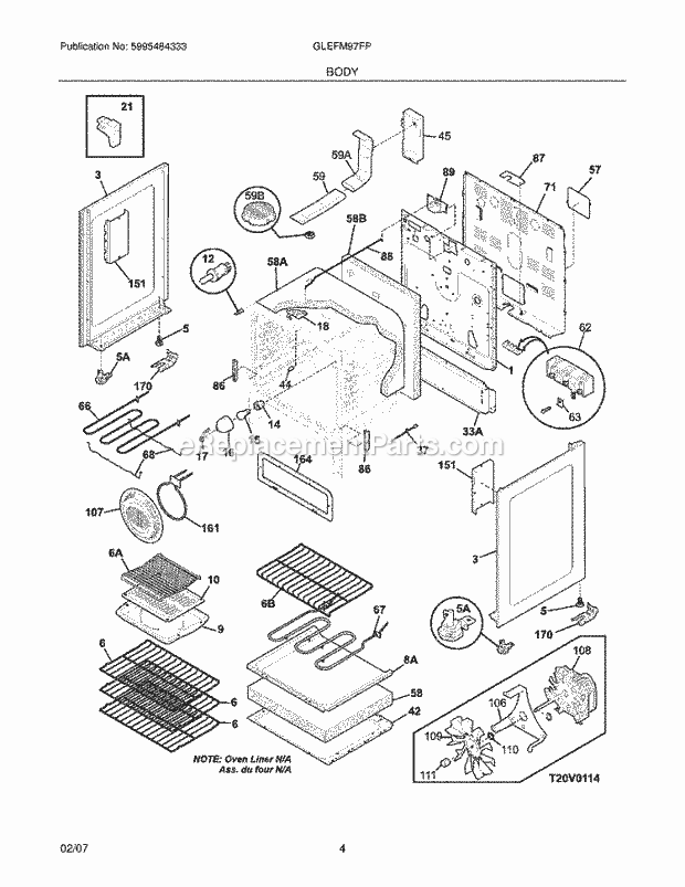 Frigidaire GLEFM97FPBD Freestanding, Electric Electric Range Body Diagram