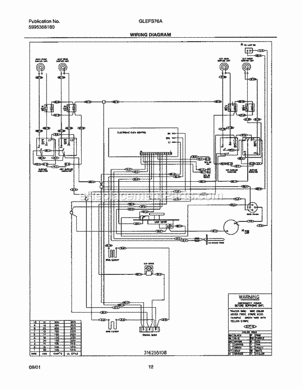 Frigidaire GLEFS76ABD Freestanding, Electric Electric Range Page F Diagram