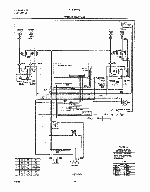 Frigidaire GLEFS76AQB Freestanding, Electric Electric Range Page F Diagram