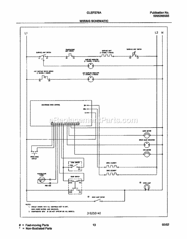 Frigidaire GLEFS76AQG Freestanding, Electric Electric Range Page G Diagram