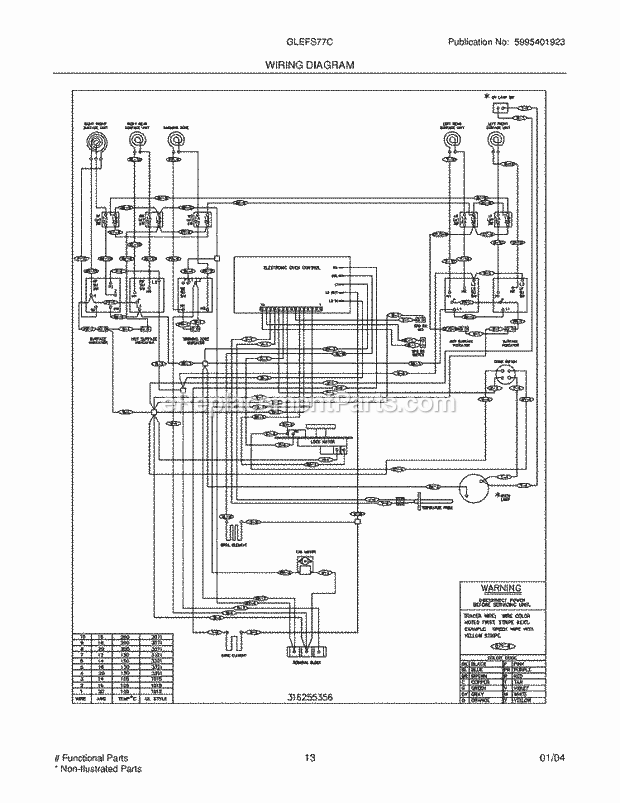 Frigidaire GLEFS77CBC Freestanding, Electric Electric Range Page F Diagram